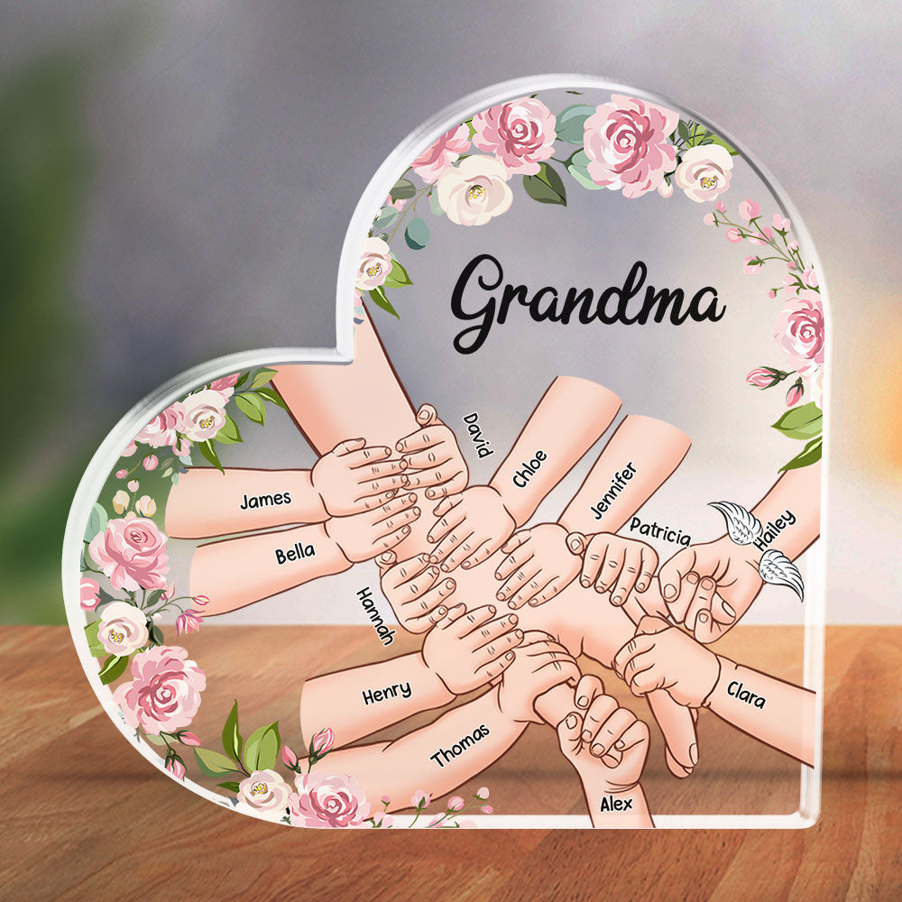Holding Hand With Grandkids - Personalized Custom Acrylic Plaque