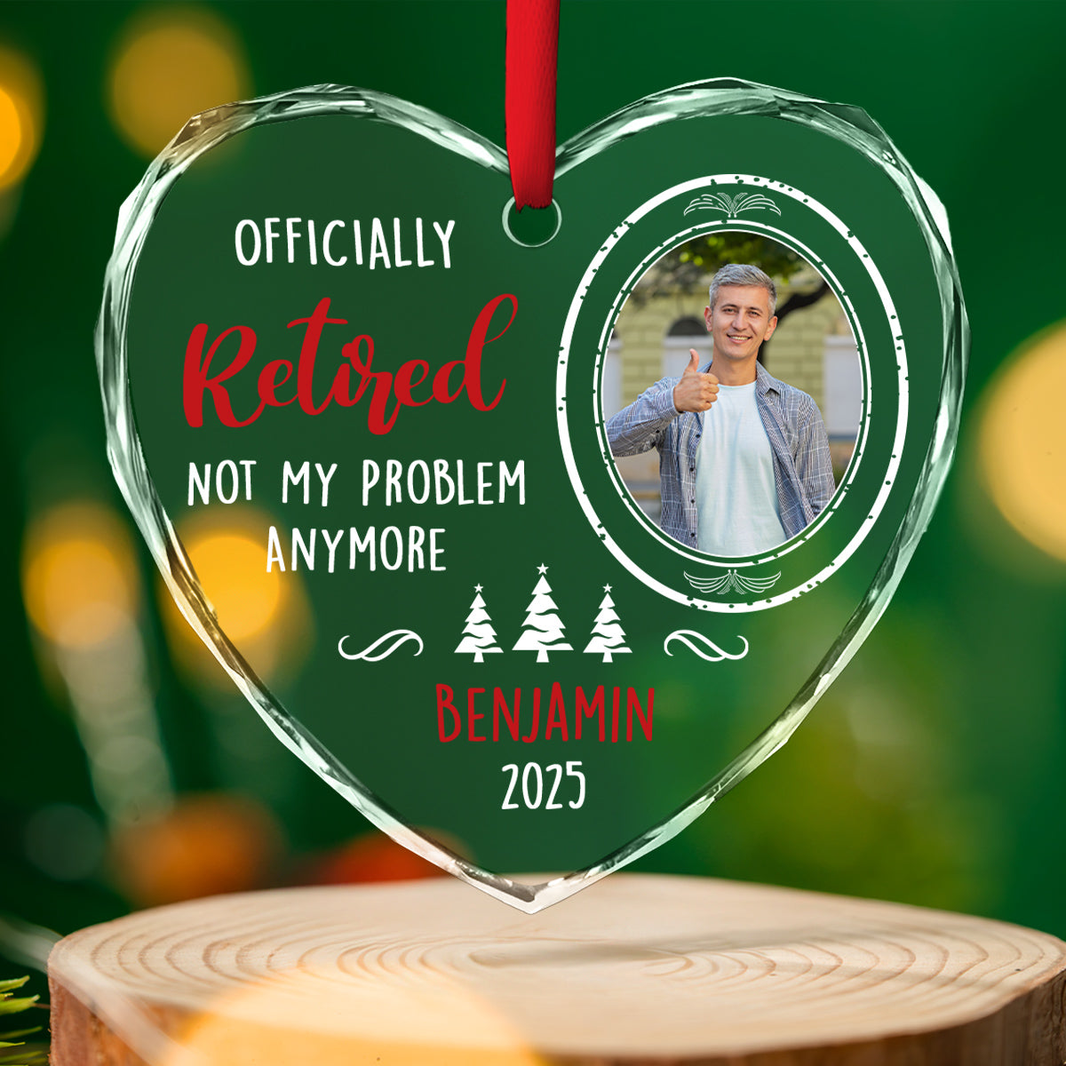 Work Ends Adventure Starts Today - Personalized Custom Glass Ornament