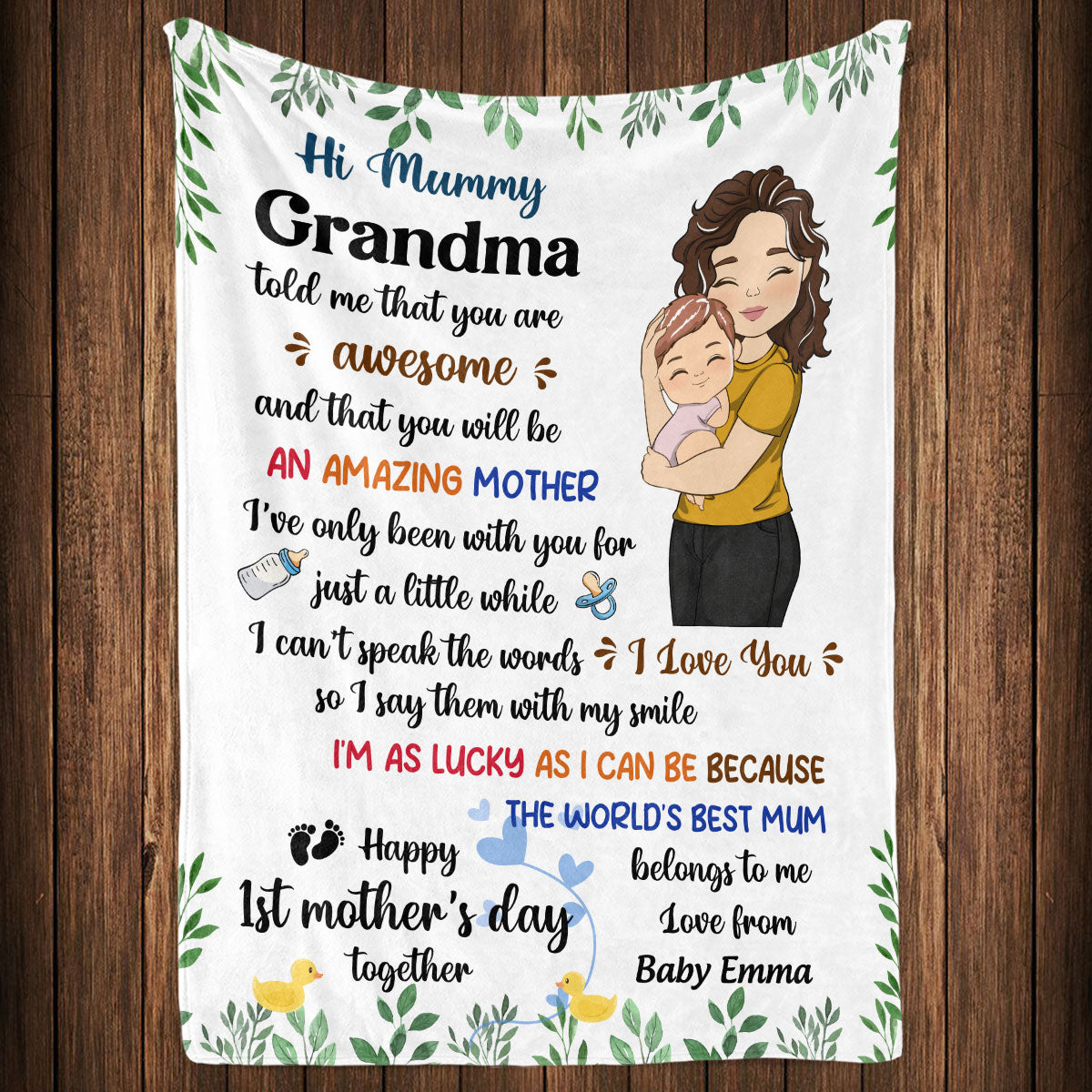 Happy First Mothers Day Together - Personalized Custom Fleece Blanket