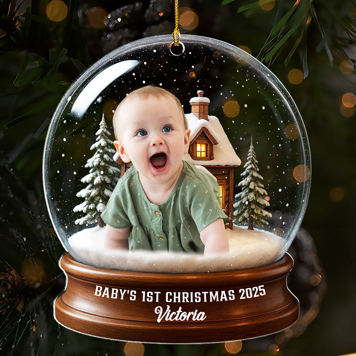 Baby Christmas With Santa Suit - Personalized Custom Acrylic Ornament