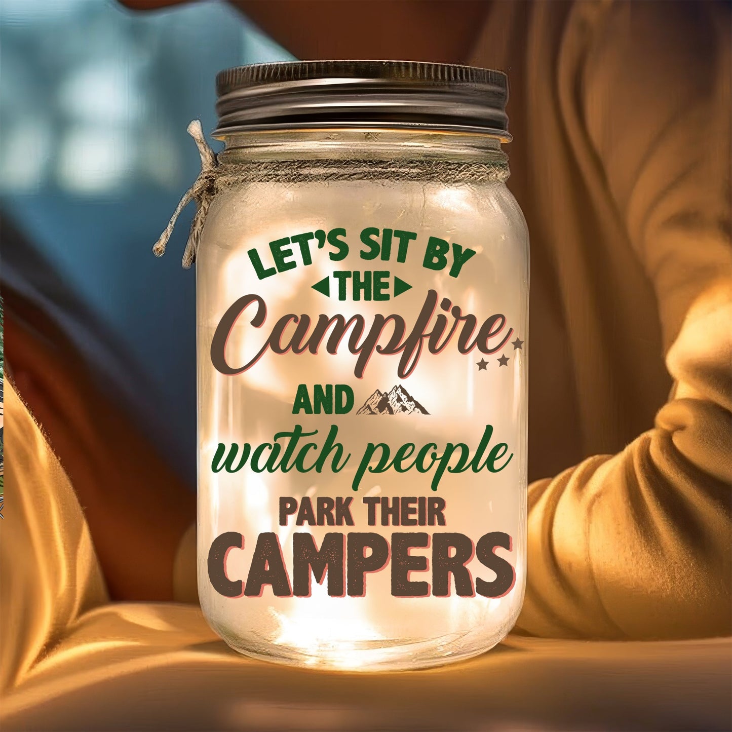 Sit By The Campfire  - Personalized Custom Mason Jar Light