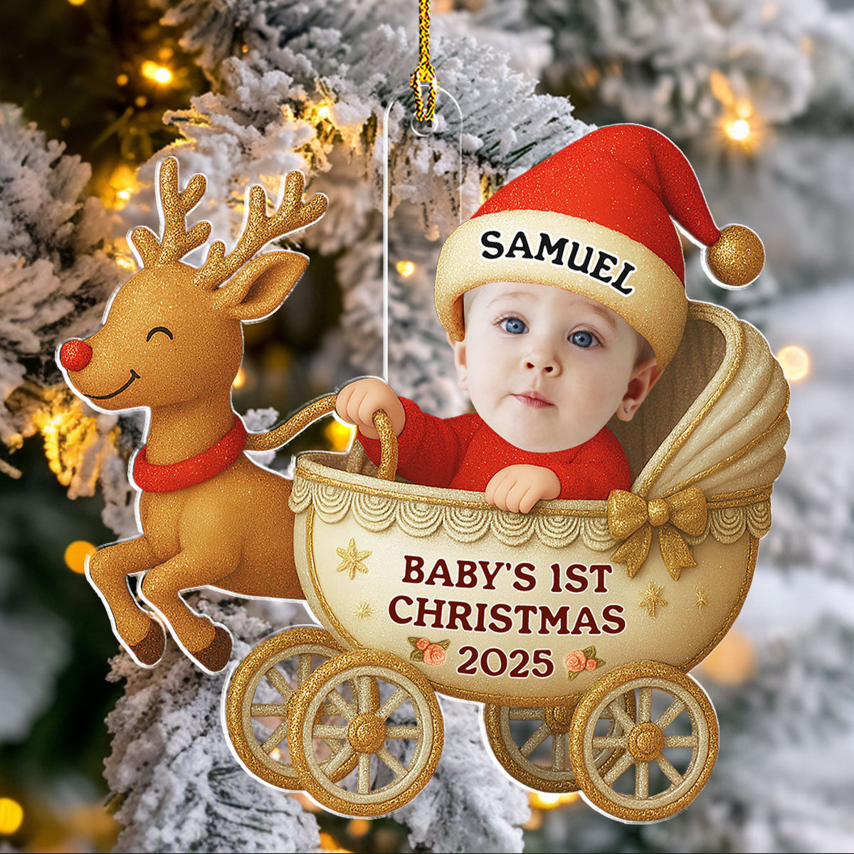 Tiny Blessing First Christmas Photo - Personalized Custom Acrylic Ornament