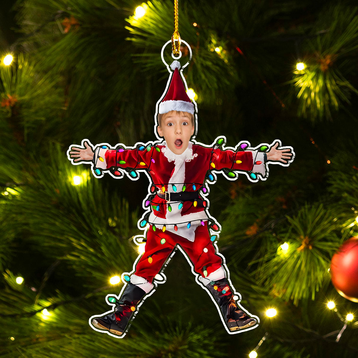 Funny Christmas Shocked Custom Face - Personalized Custom Acrylic Ornament