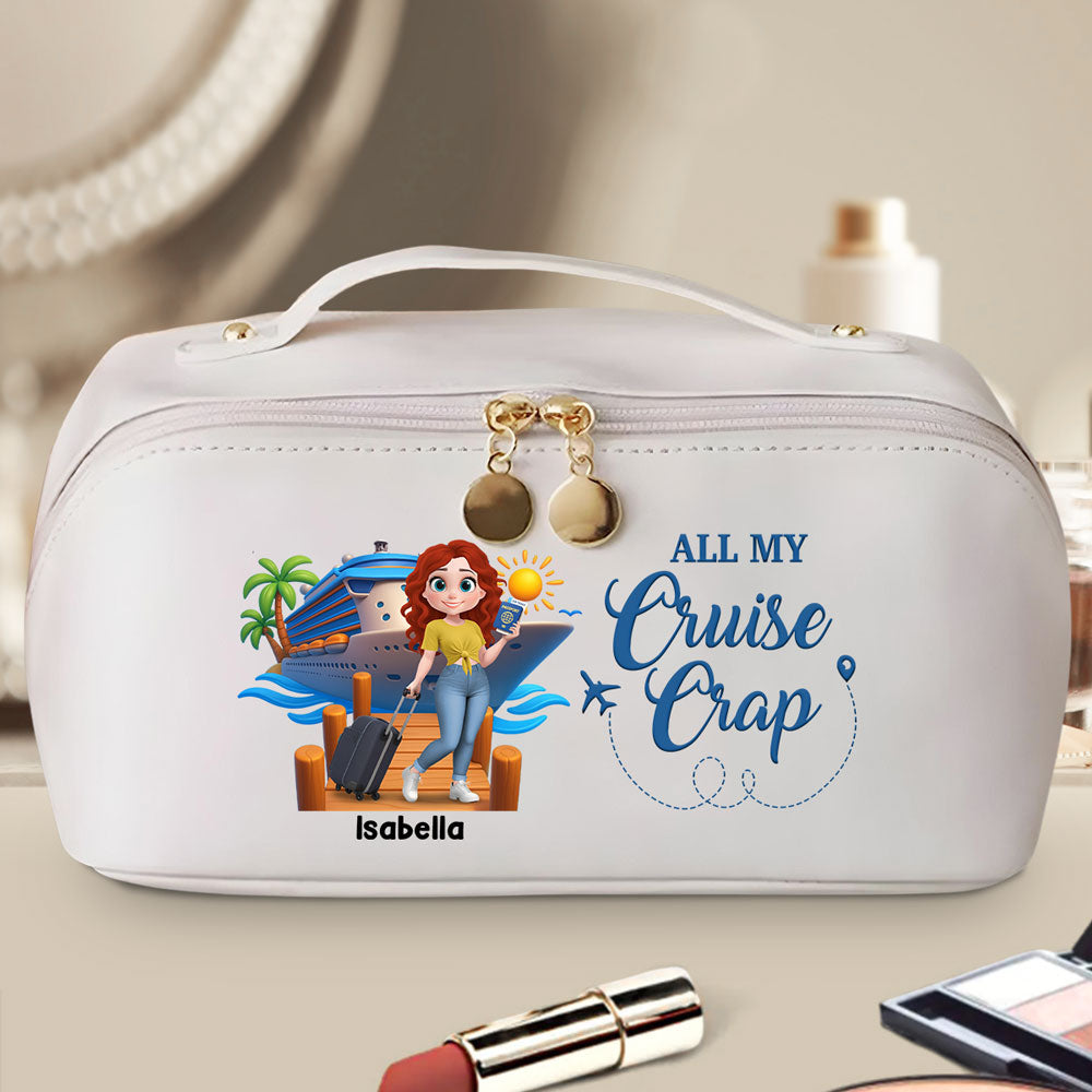 All My Cruise Crap - Personalized Custom Leather Makeup Bag