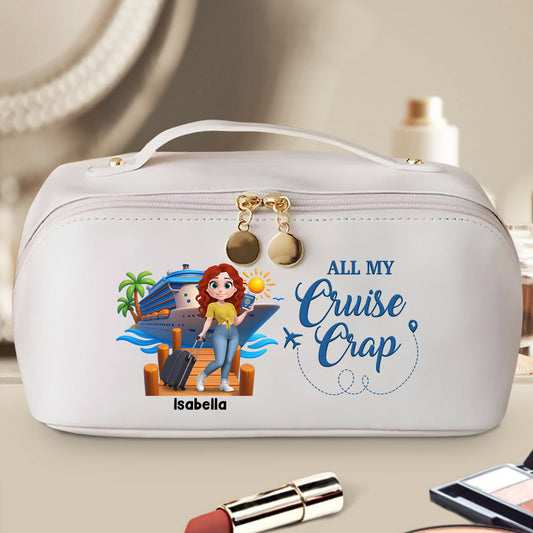 All My Cruise Crap - Personalized Custom Leather Makeup Bag