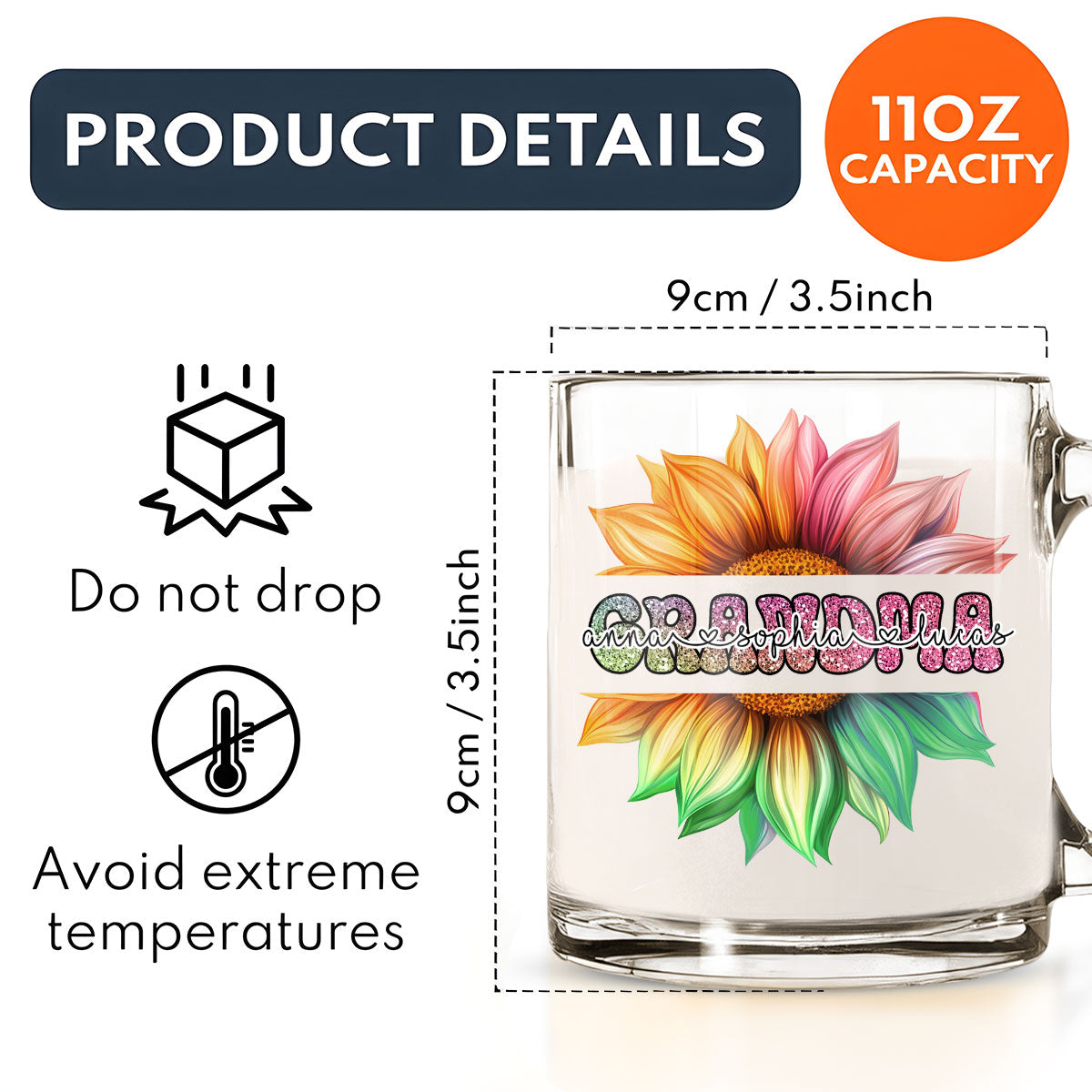 Nana We Always Love You - Personalized Custom Glass Mug