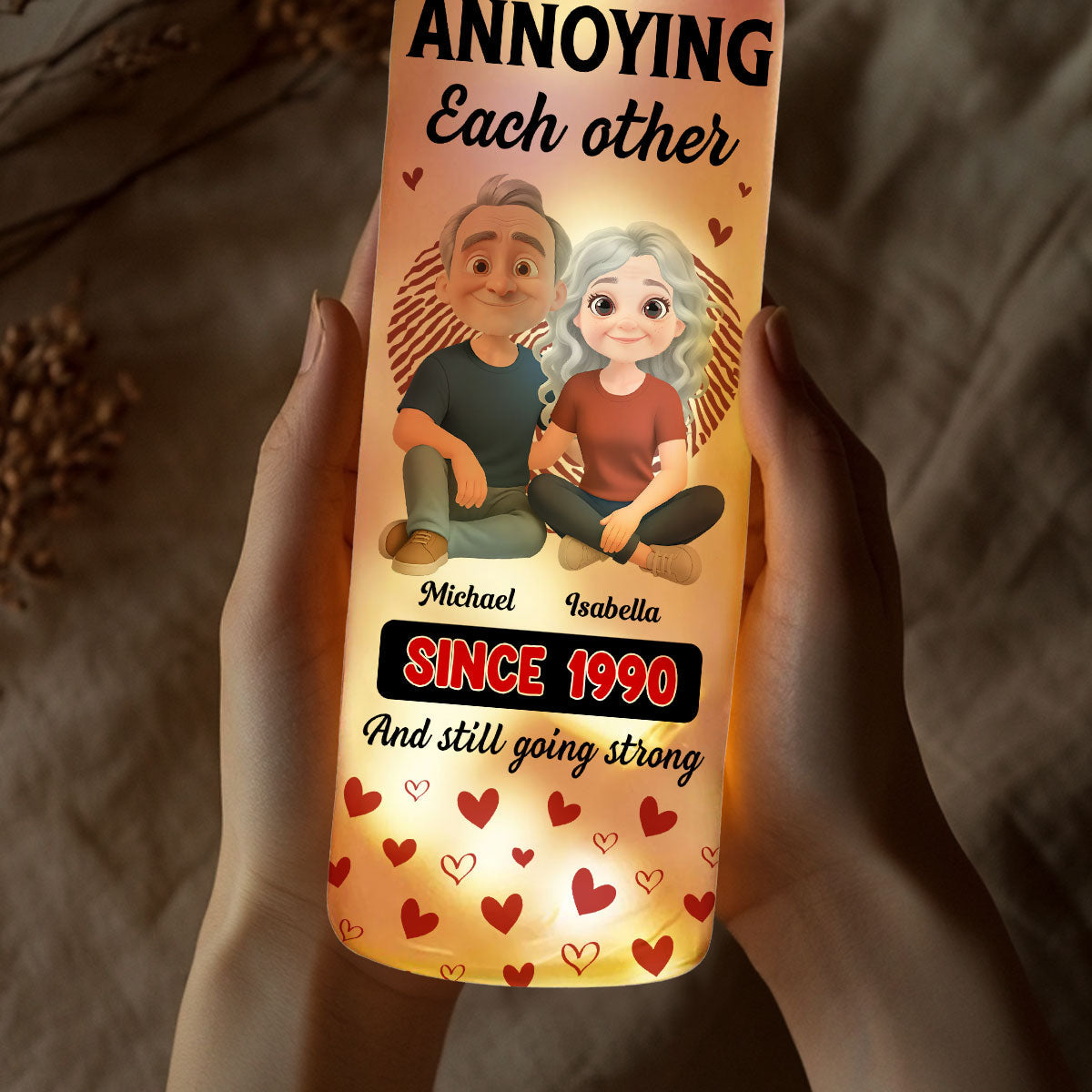 Annoying Each Other - Personalized Custom Bottle Lamp