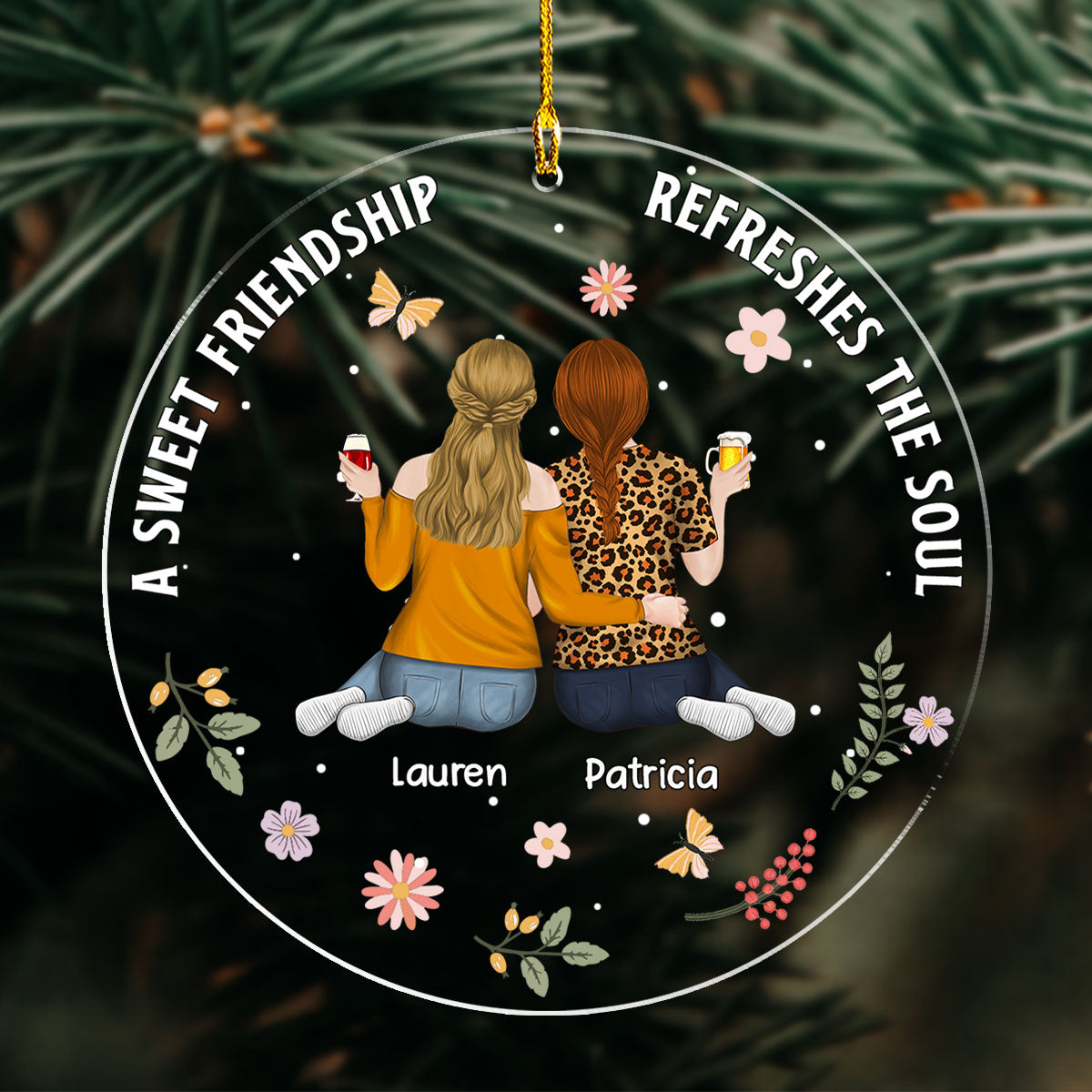 Besties Refresh The Soul - Personalized Custom Acrylic Ornament