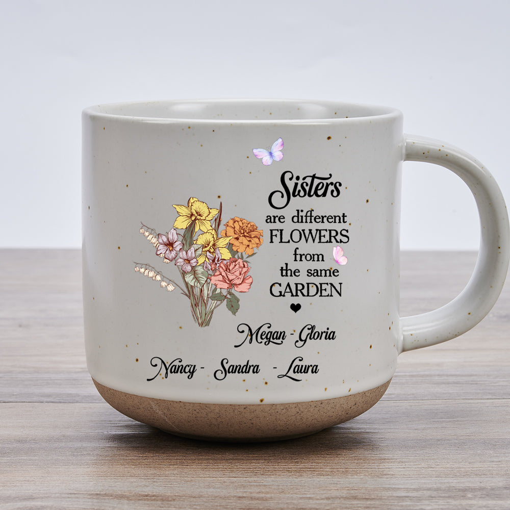 Floral Sisters Forever - Personalized Custom Pottery Mug