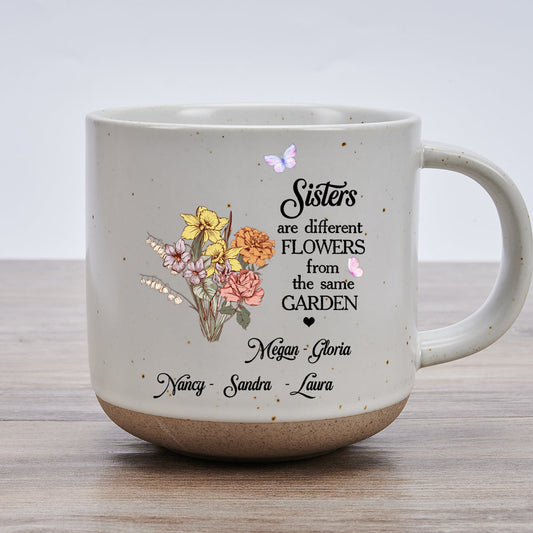 Floral Sisters Forever - Personalized Custom Pottery Mug