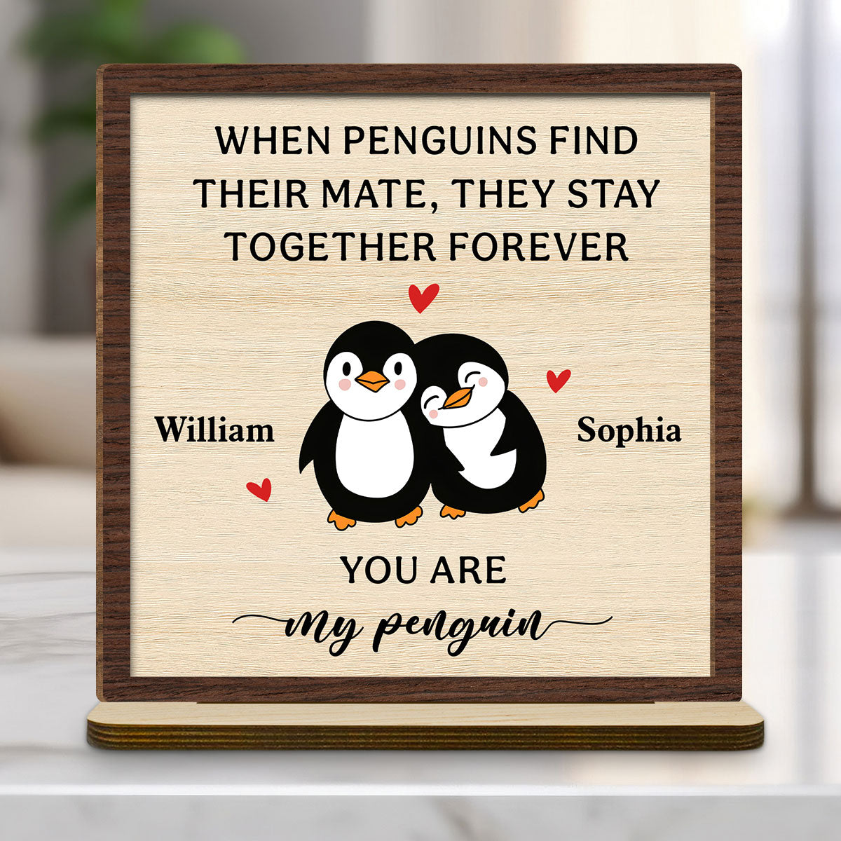Together Forever - Personalized Custom 2-Layer Wood Plaque With Flat Base