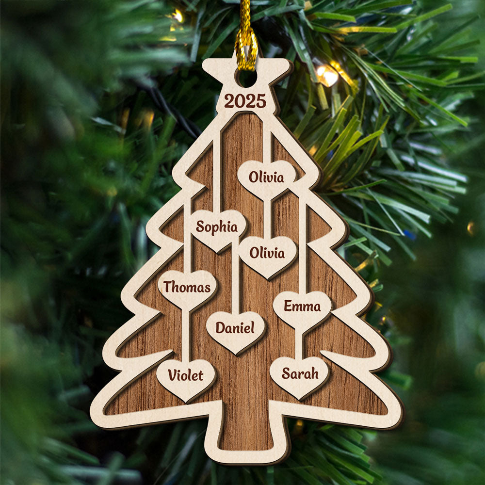 Rustic Wooden Christmas Tree - Personalized Custom 2-Layered Wood Ornament
