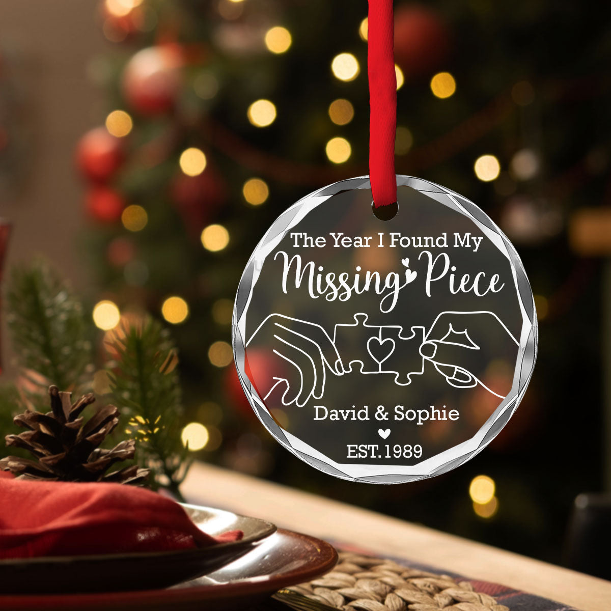 The Year I Found My Missing Piece - Personalized Custom Glass Ornament