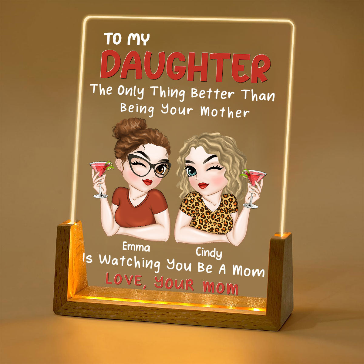 Lovely Daughter - Personalized Custom Plaque With Walnut Base