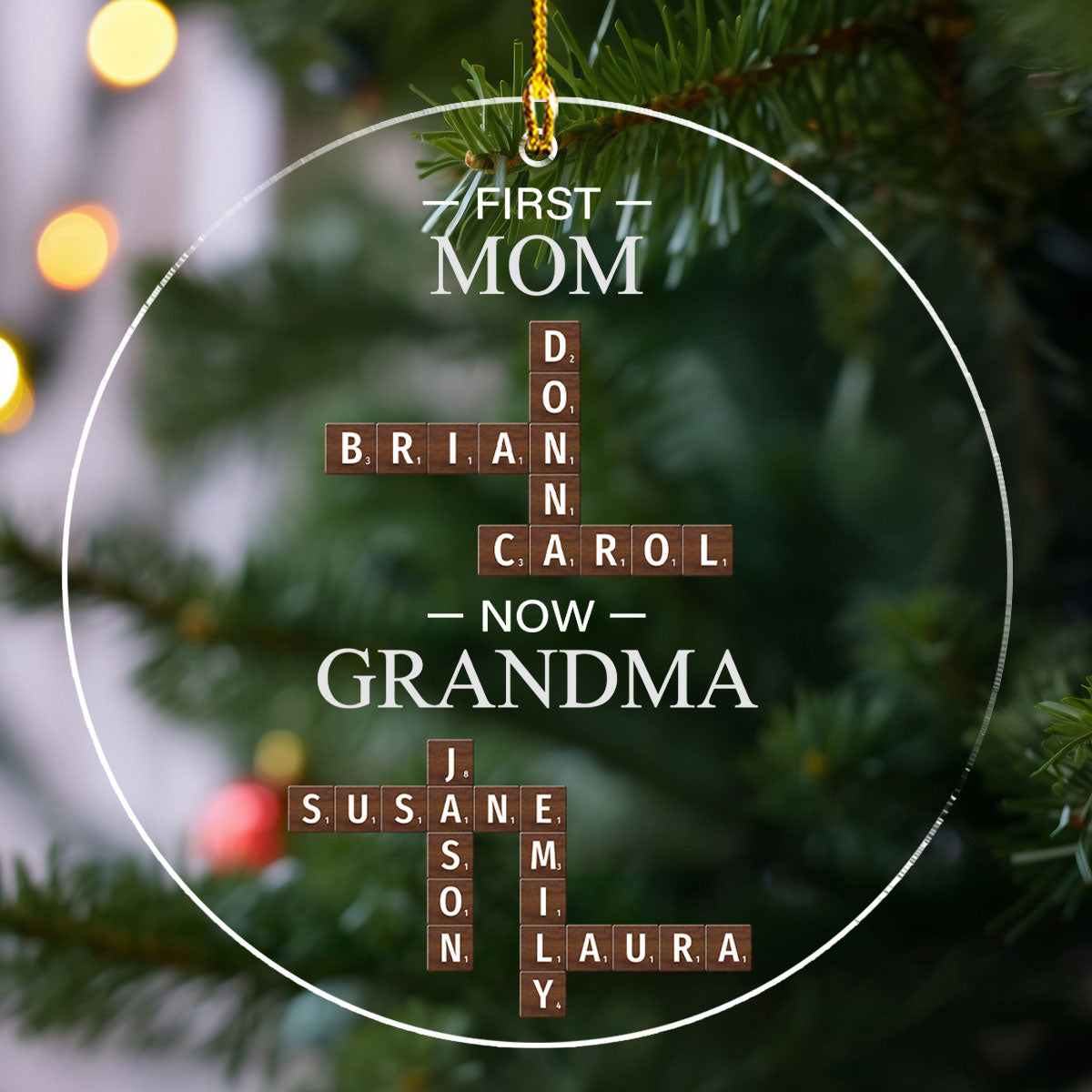 First Mom Now Grandma Crossword - Personalized Custom Acrylic Ornament