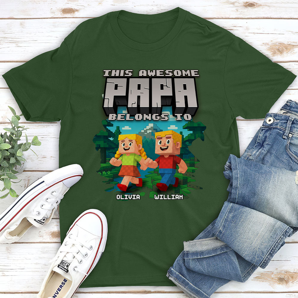 This Awesome Papa Belongs To - Personalized Custom Shirt