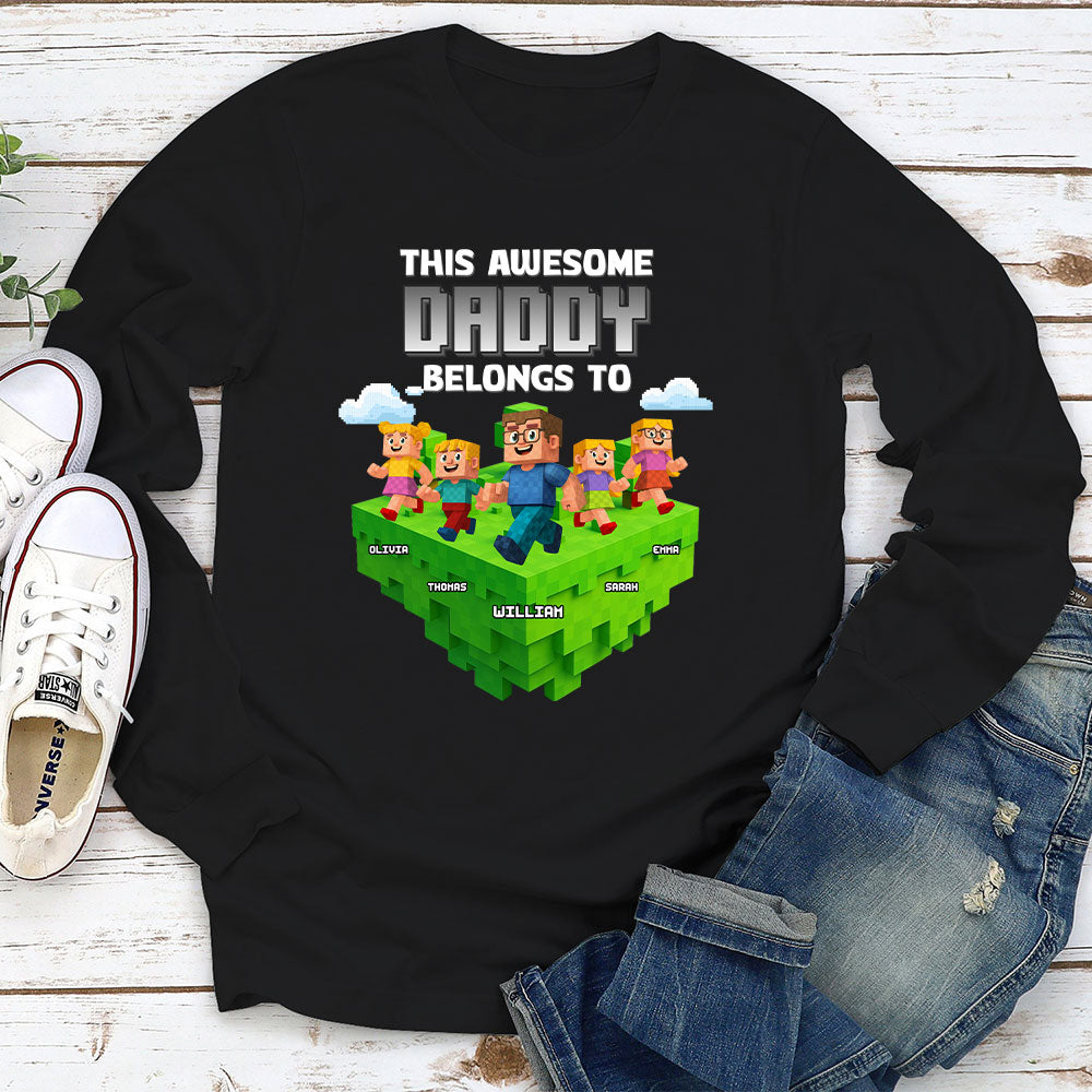 Block World Dad And Kids - Personalized Custom Shirt