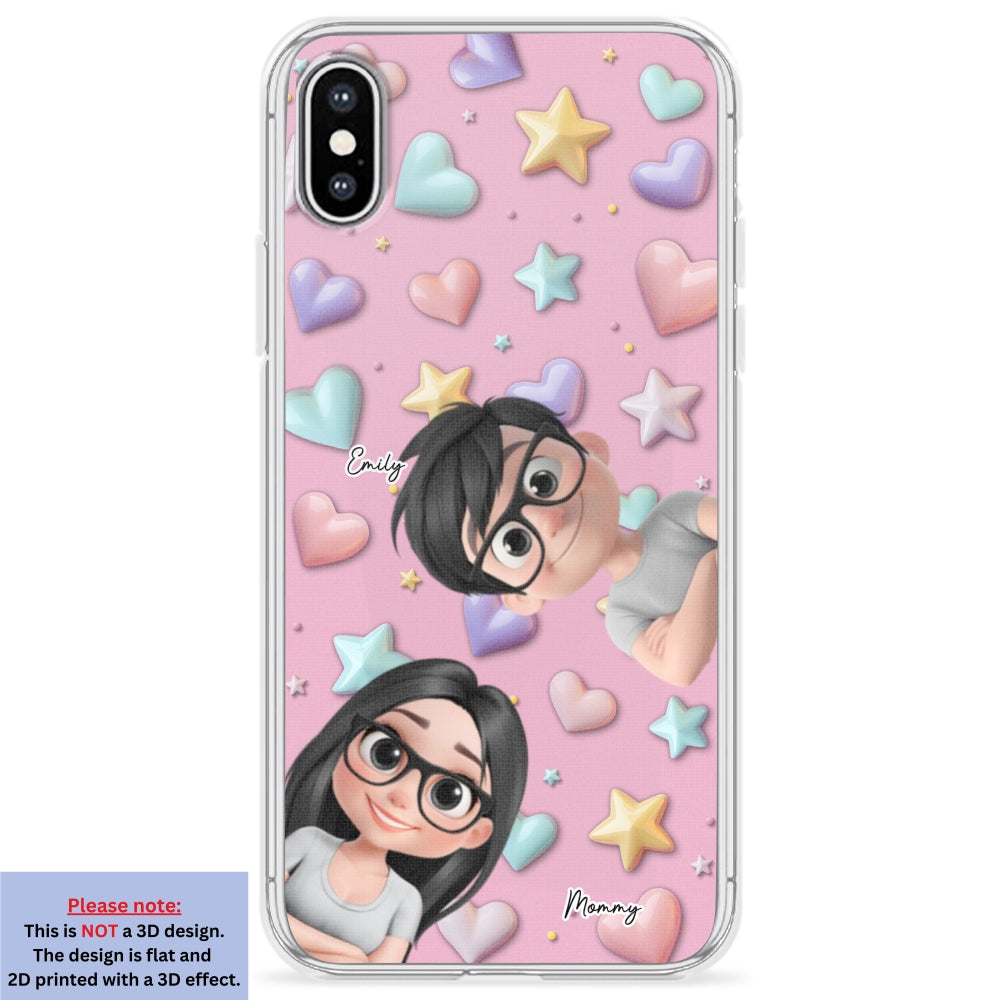 Cute Mommy And Children - Personalized Custom 3D Effect Phone Case