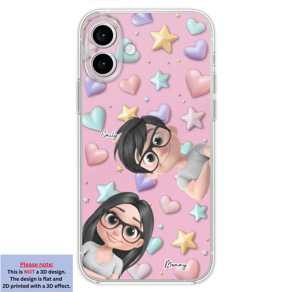 Cute Mommy And Children - Personalized Custom 3D Effect Phone Case