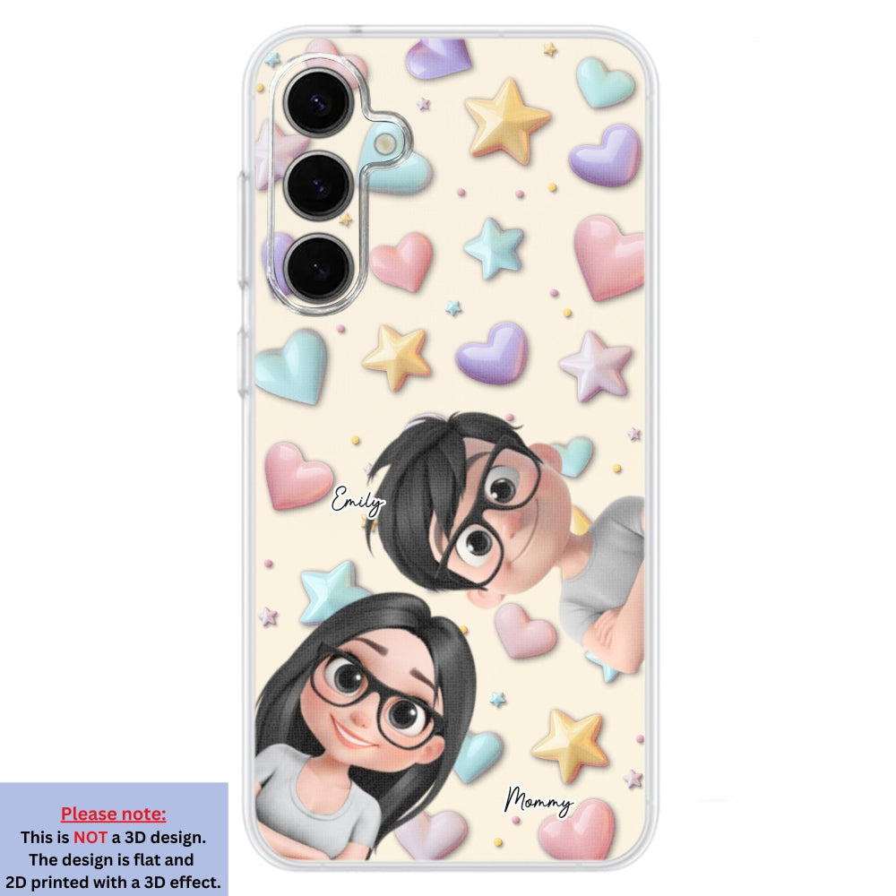 Cute Mommy And Children - Personalized Custom 3D Effect Phone Case