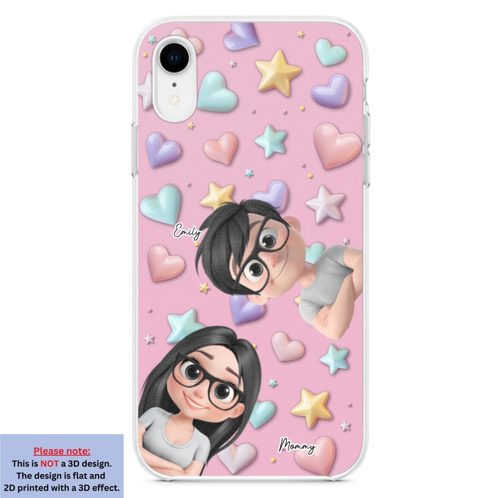 Cute Mommy And Children - Personalized Custom 3D Effect Phone Case