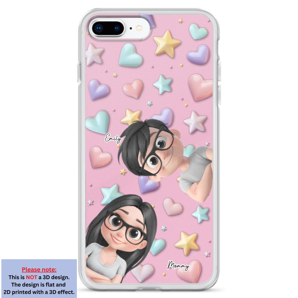 Cute Mommy And Children - Personalized Custom 3D Effect Phone Case