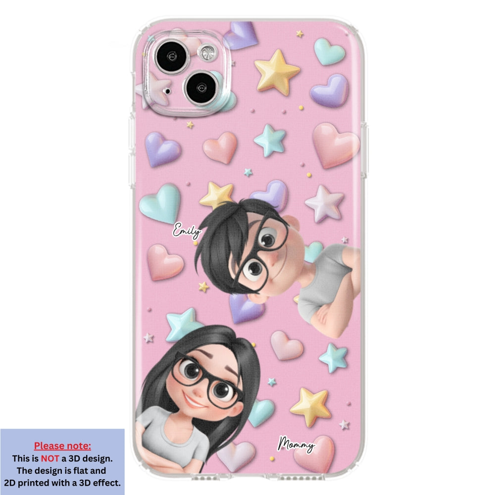 Cute Mommy And Children - Personalized Custom 3D Effect Phone Case