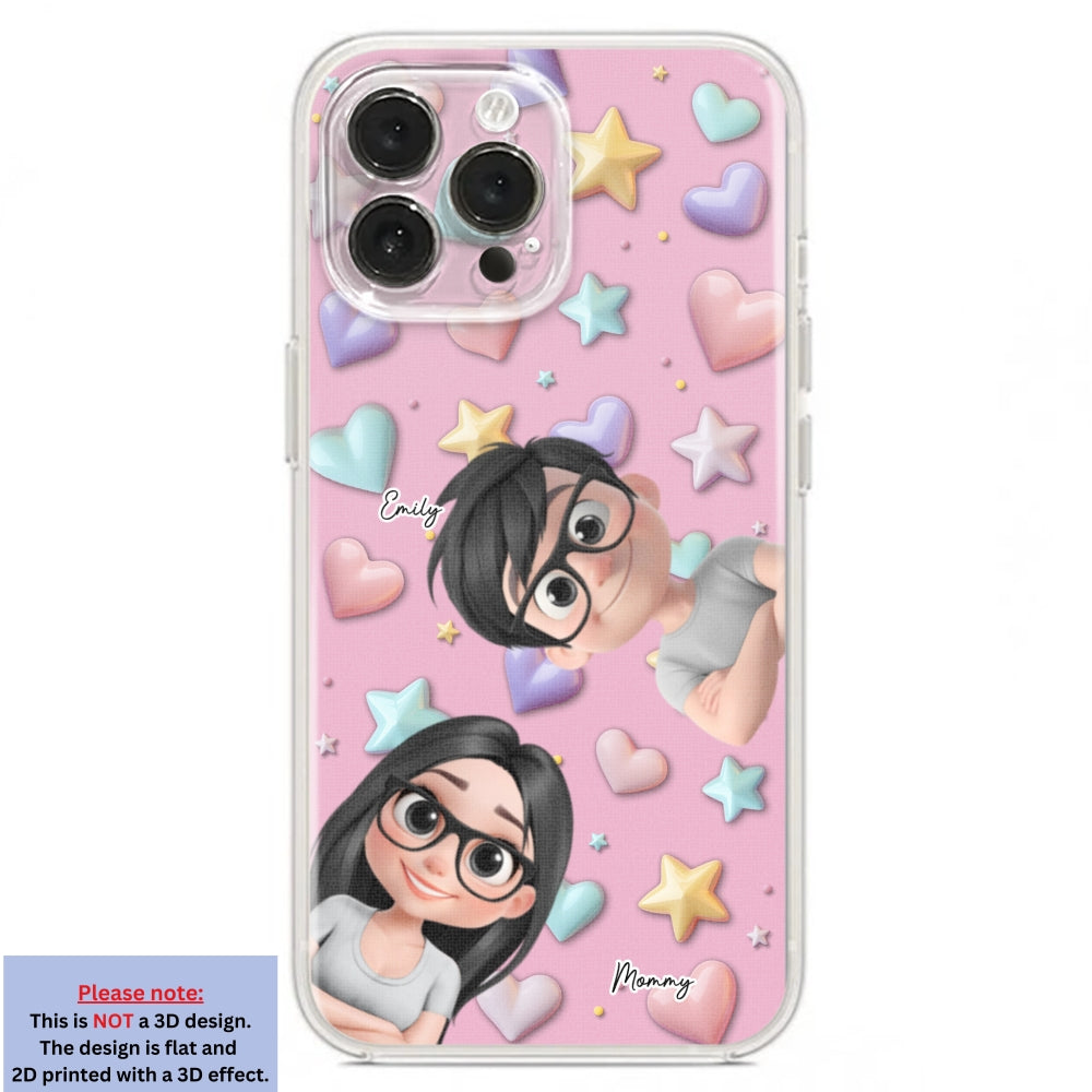 Cute Mommy And Children - Personalized Custom 3D Effect Phone Case