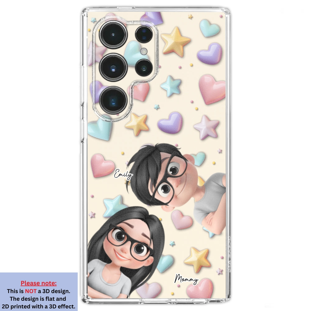 Cute Mommy And Children - Personalized Custom 3D Effect Phone Case