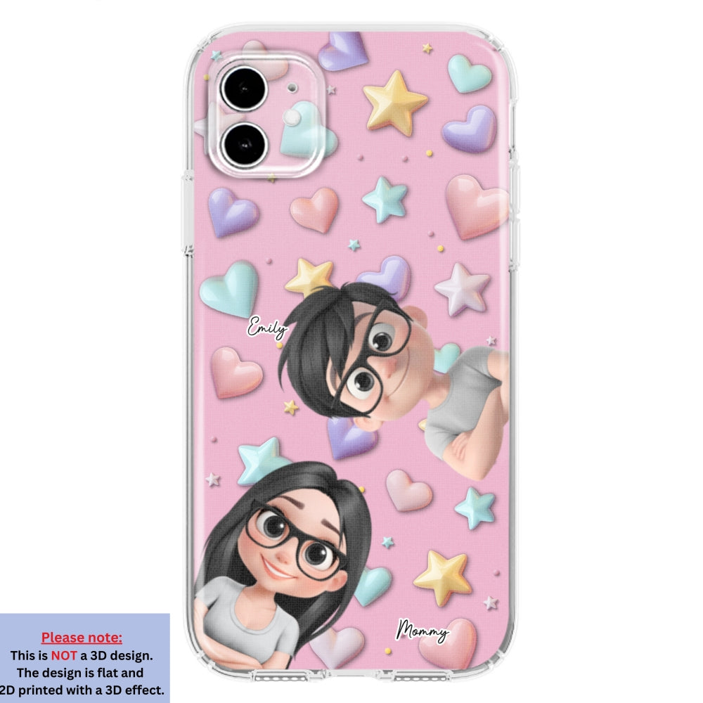 Cute Mommy And Children - Personalized Custom 3D Effect Phone Case