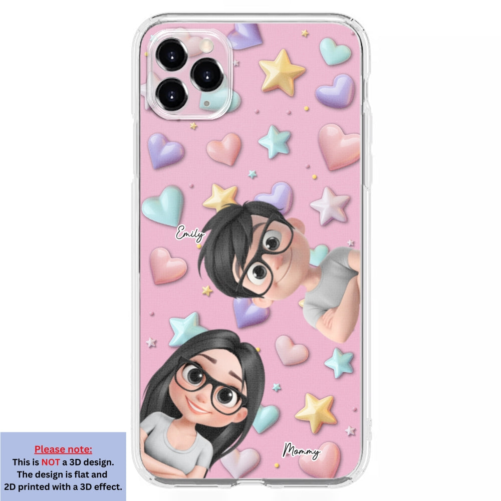 Cute Mommy And Children - Personalized Custom 3D Effect Phone Case