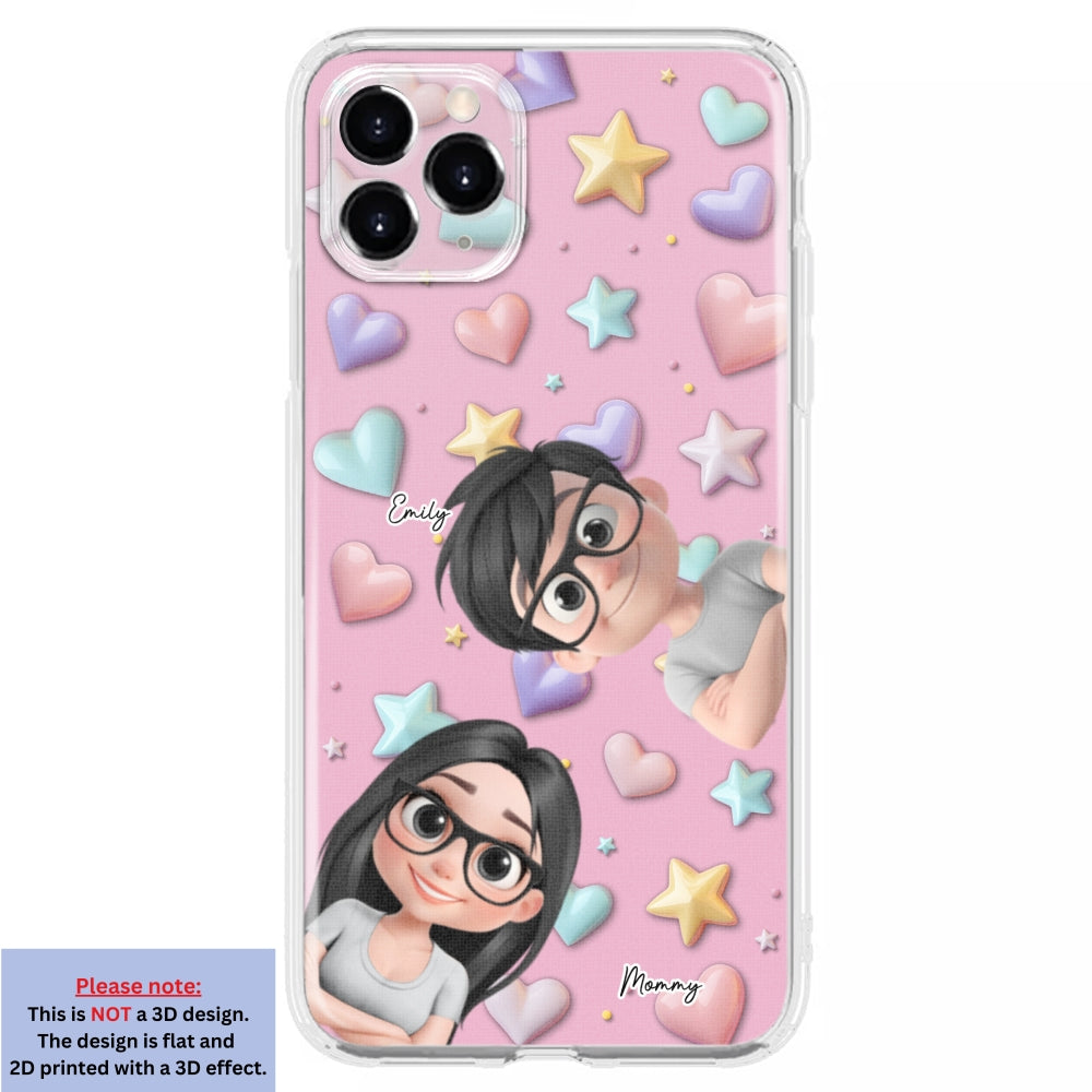Cute Mommy And Children - Personalized Custom 3D Effect Phone Case