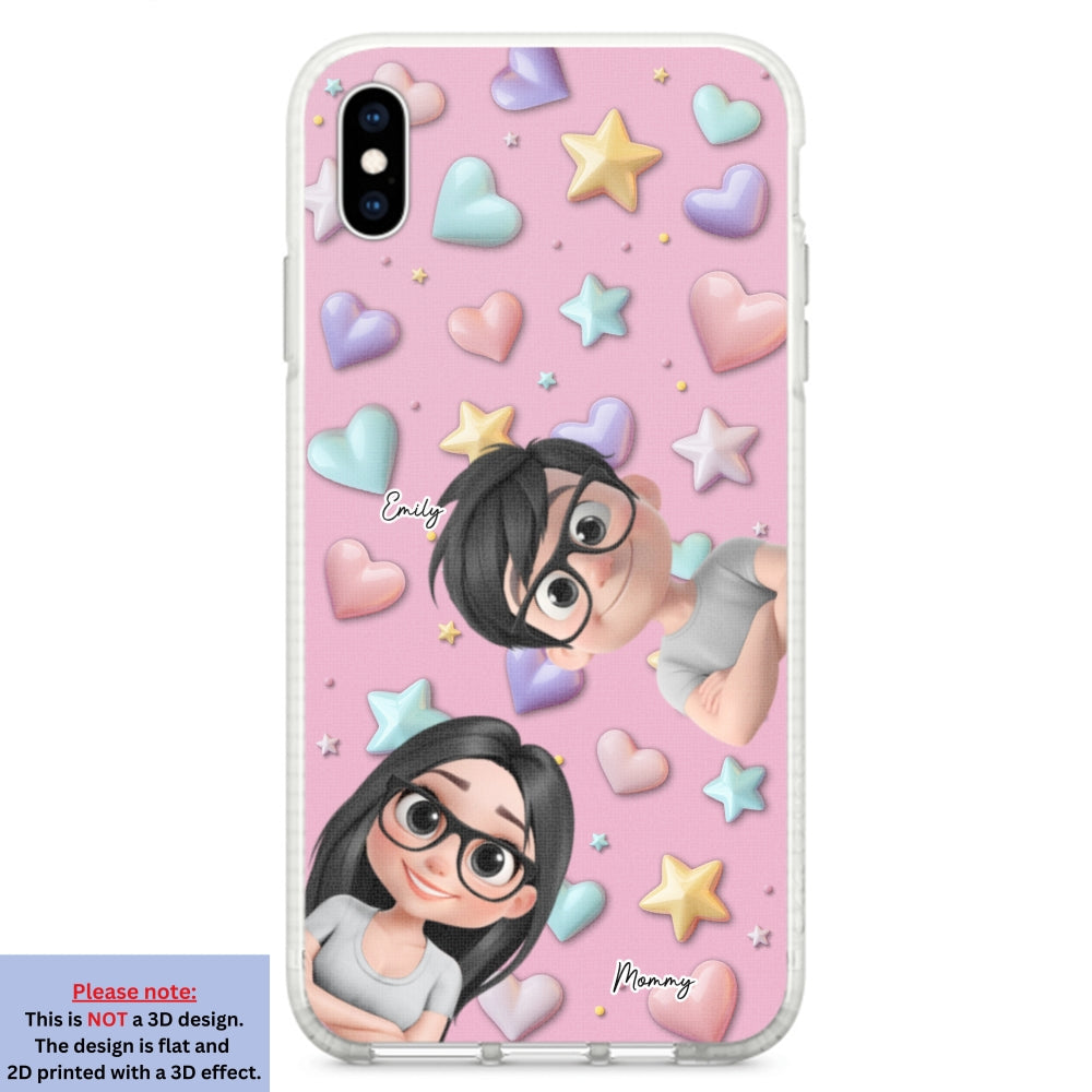 Cute Mommy And Children - Personalized Custom 3D Effect Phone Case