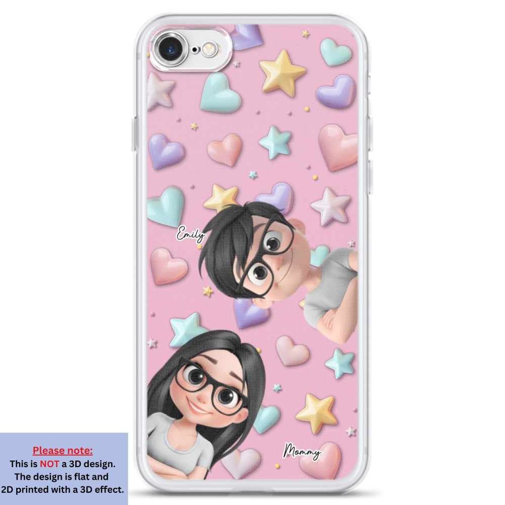 Cute Mommy And Children - Personalized Custom 3D Effect Phone Case