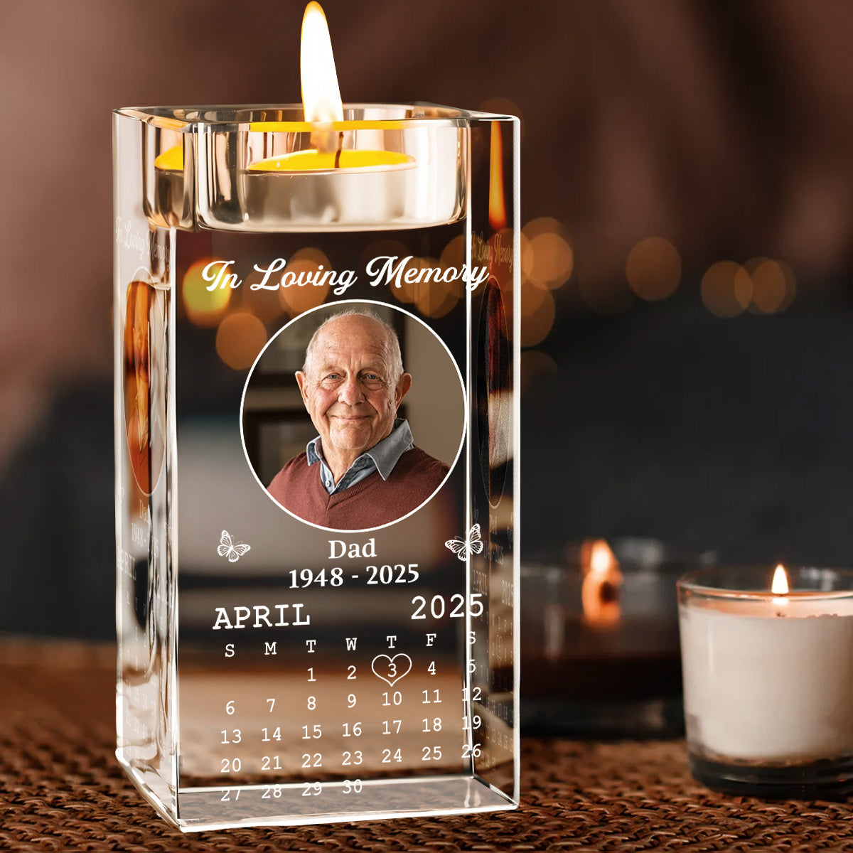In My Memory - Personalized Custom Crystal Candle Holder