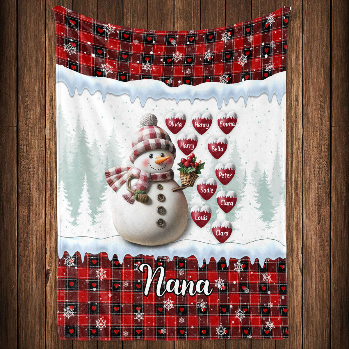 Snowman Grandma - Personalized Custom Fleece Blanket