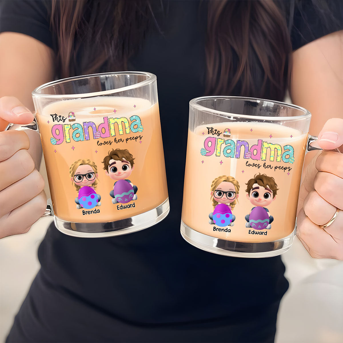 This Grandma Loves Her Peeps - Personalized Custom Glass Mug