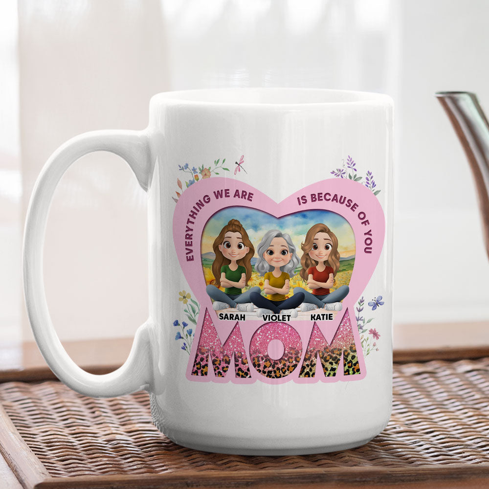 Because Of You Mom - Personalized Custom Coffee Mug