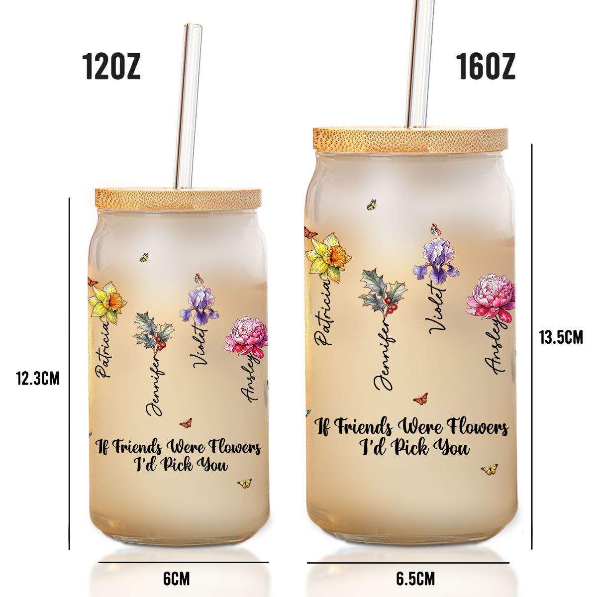If Friends Were Flowers - Personalized Custom Glass Can