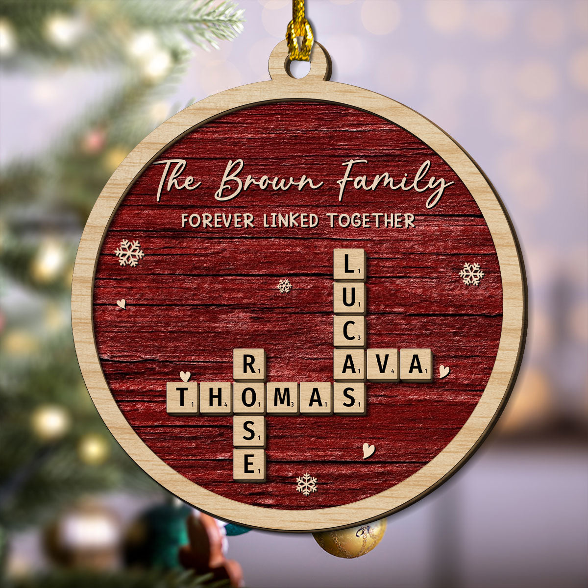 Family Is Forever Linked Love - Personalized Custom 2-Layered Wood Ornament