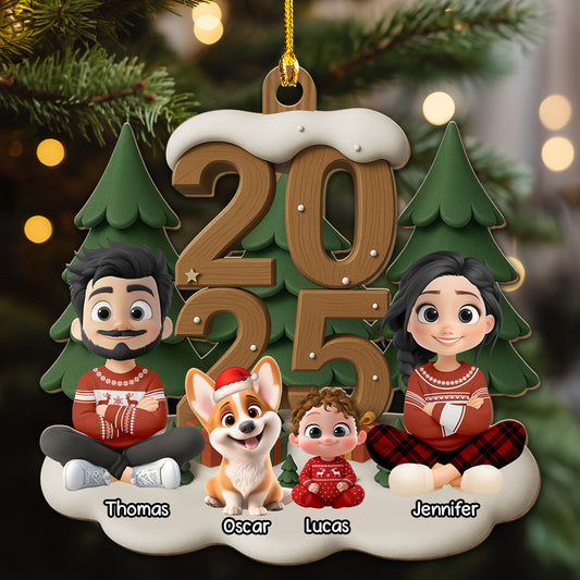 As A Family This Year - Personalized Custom 3D Effect Wood Ornament
