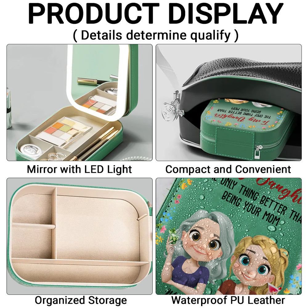 To My Daughter - Personalized Custom Jewelry Box With LED Mirror