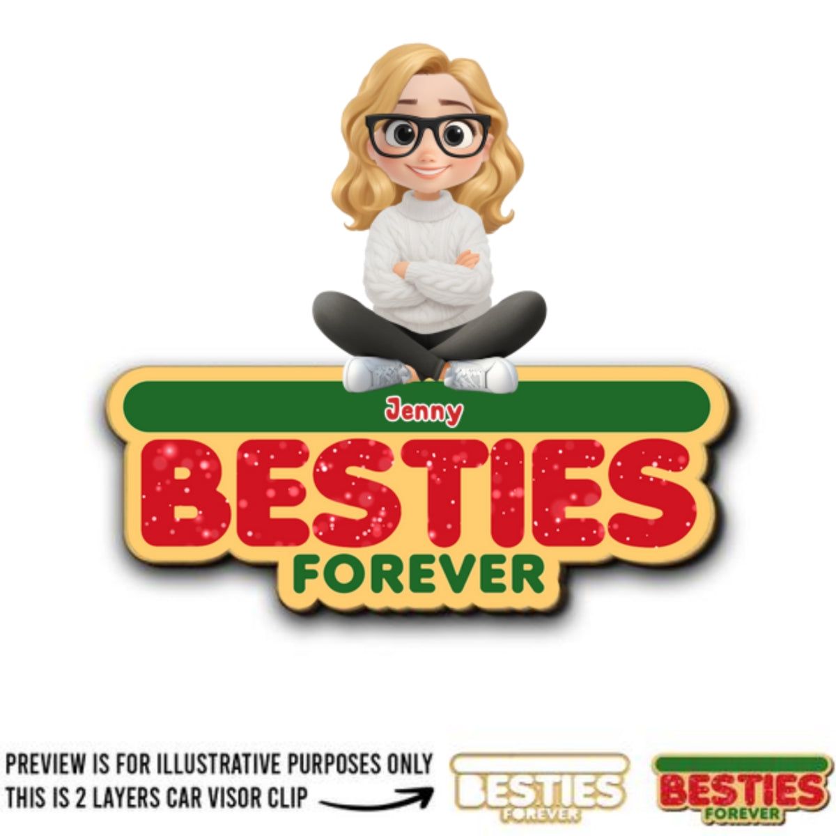 Forever Besties Sisters - Personalized Custom Car Visor Clip