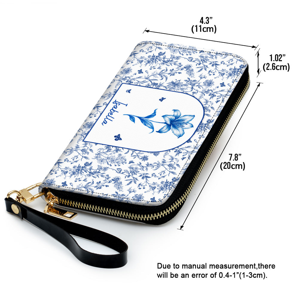 Blooming In Blue - Personalized Custom Leather Wallet
