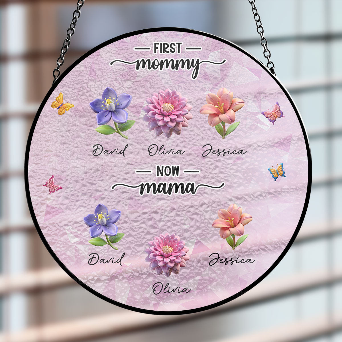 A Bouquet Of Love For Grandma - Personalized Custom Window Hanging Suncatcher