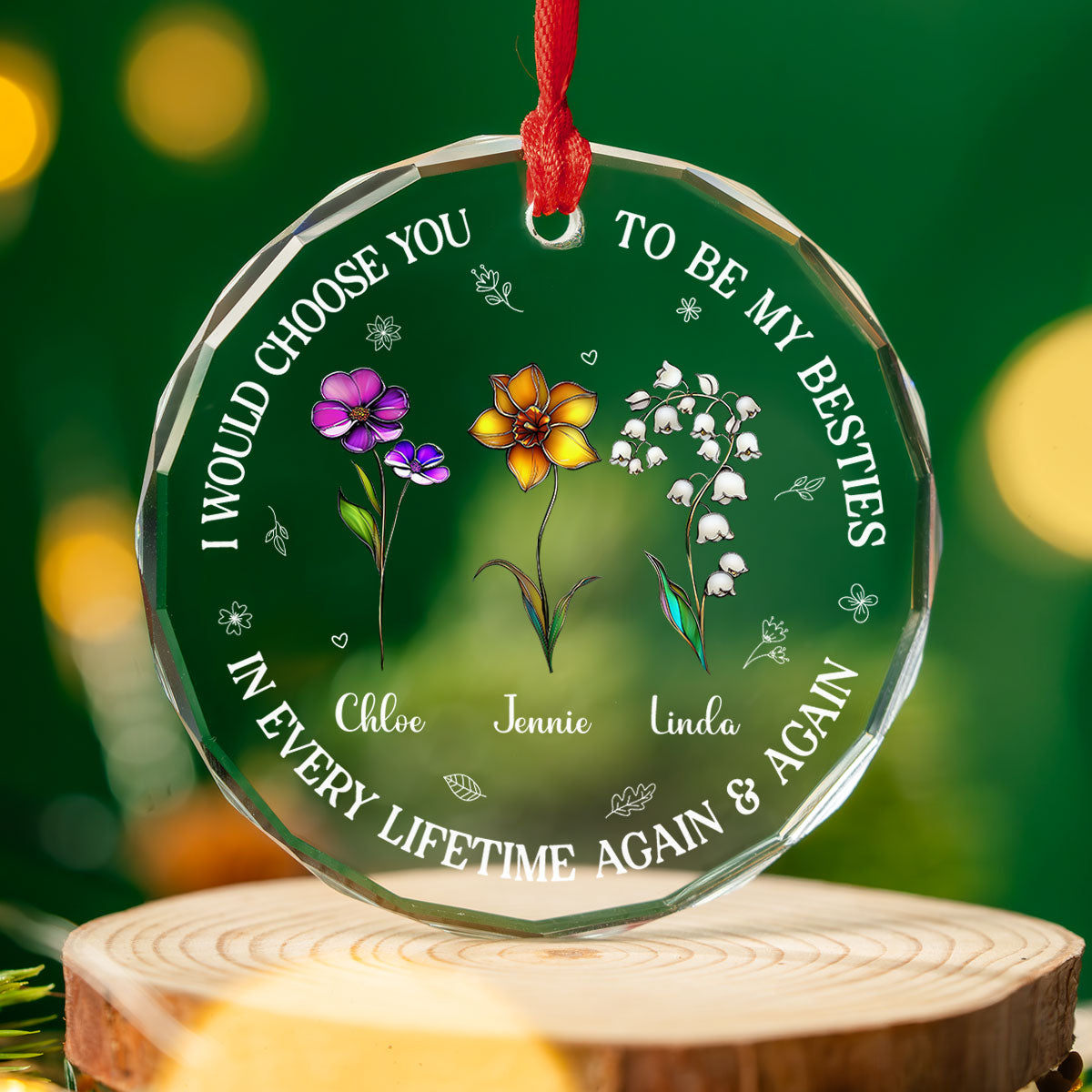 Bonded By Heart - Personalized Custom Glass Ornament