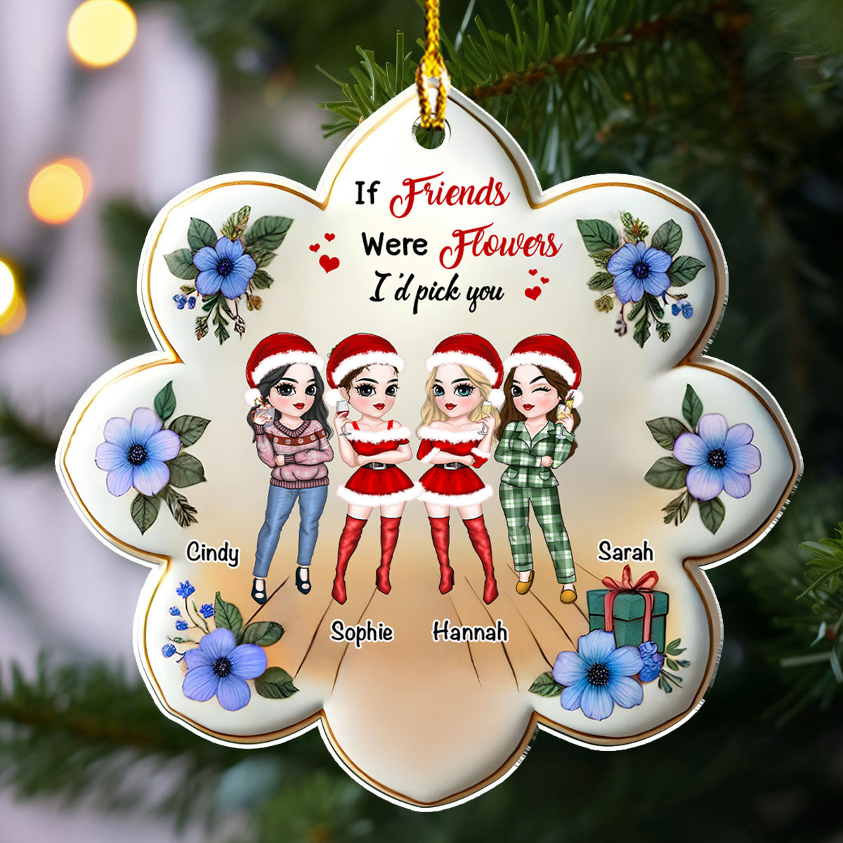 Friends Were Flowers - Personalized Custom Acrylic Ornament