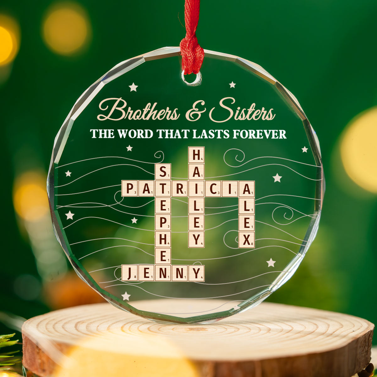 Brother And Sisters Word By Word - Personalized Custom Glass Ornament