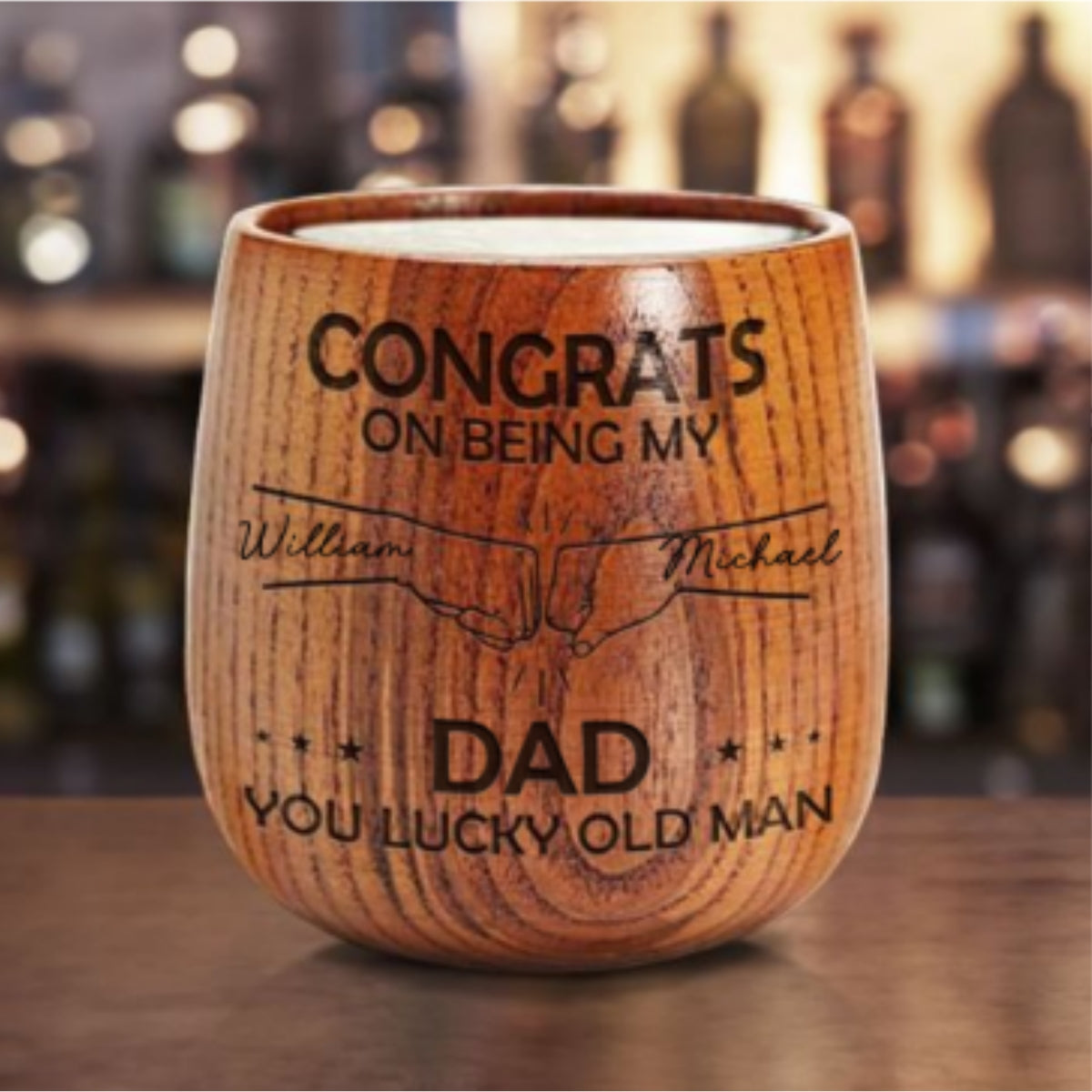 Being My Dad - Personalized Custom Engraved Wooden Whiskey Glass