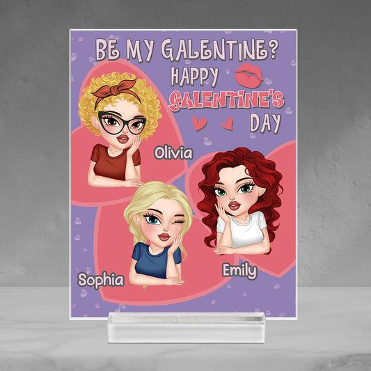 Galentine For My Bestie - Personalized Custom Acrylic Plaque With Base